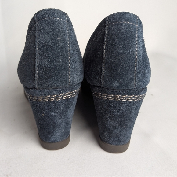 NATURALIZER Paisley Leather Suede Wedge Women Shoes Size 4.5 US Navy Blue - Picture 4 of 10